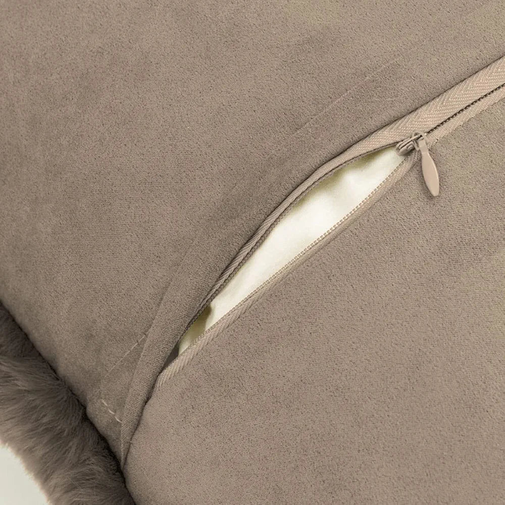 Luxe Home Cushion Cover 16 inch x 16 inch One Side Rabbit Fur Plain Design Covers Set of 2 for Sofa, Bedroom, livingroom 