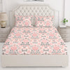 Layers Classic Cotton Bedsheet Set for All Seasons Lightweight 104 TC Queen Size Pink Ethnic Pattern
