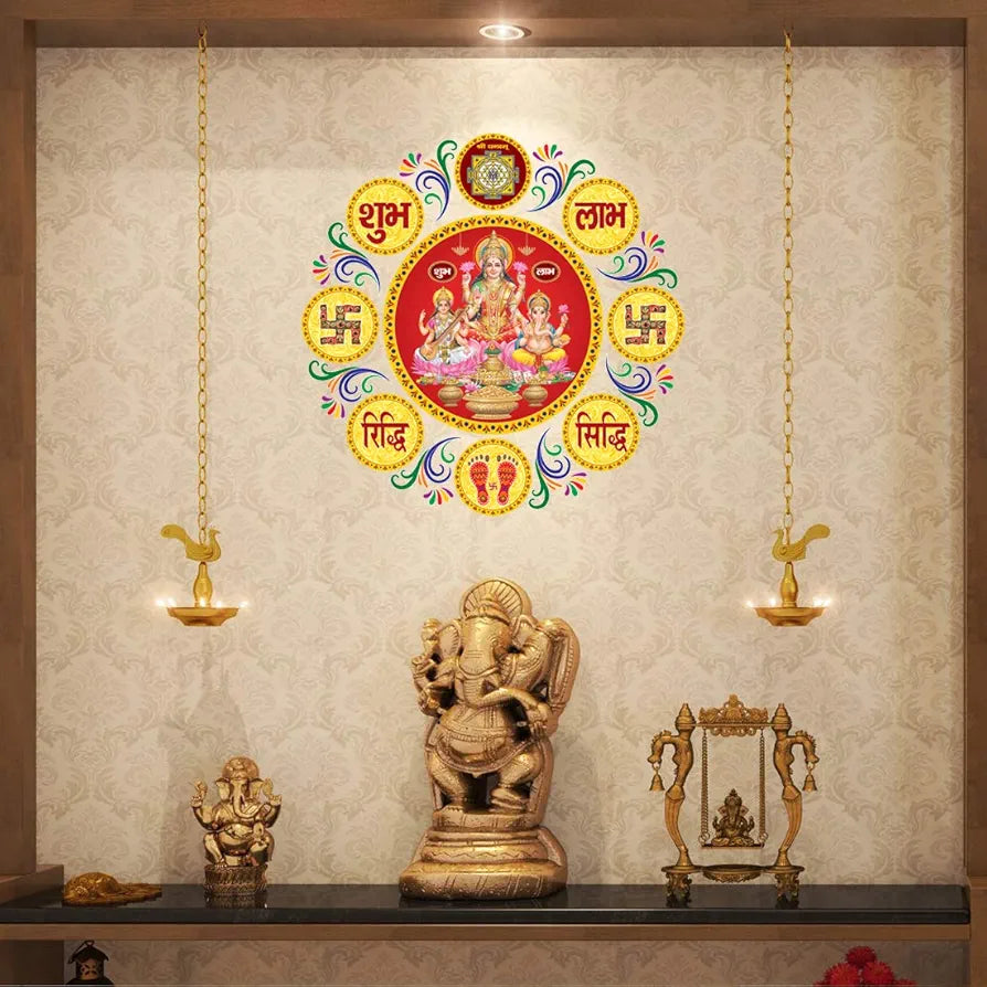 Rangoli White Glossy Vinyl Wall Sticker Premium Self-Adhesive Waterproof Decorative Wall Decal for Bedroom, Living Room, Office & Home Decoration Easy to Apply. Parent-5, Design-15