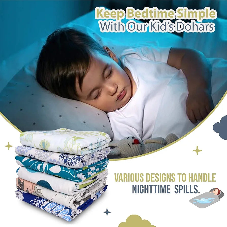 Divine Casa Floret 100% Cotton Single Kids Dohar | 120 GSM | Soft & Lightweight Throw Blanket | Cozy & Breathable Bedding | All-Season Comfort | 140 x 100 CM, Lemon Drop