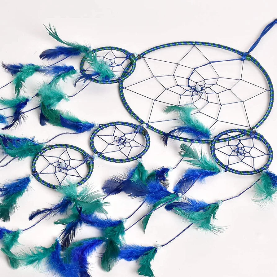 DULI Dream Catcher Traditional Indian Dreamcatcher Wall Art for Bedrooms, Home Wall, Hanging Design, Height 75 cm ,Metal, Feathers Dreamcatcher 