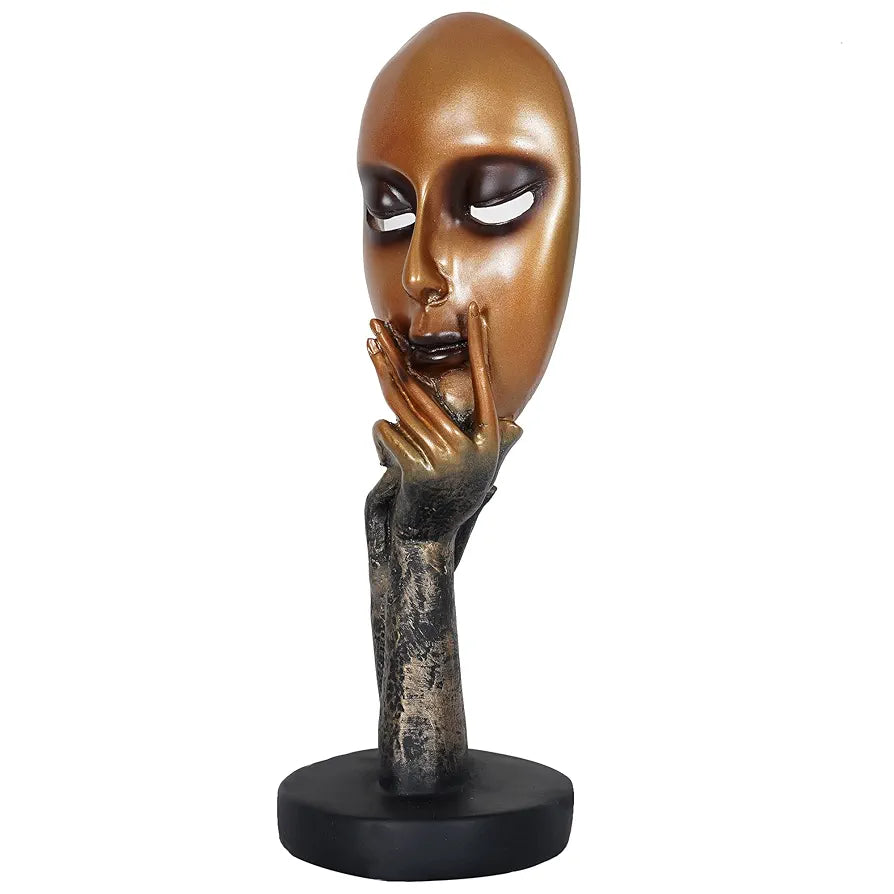 ZART Resin Human Lady Face Showpiece, Medium, 1 Piece, Golden
