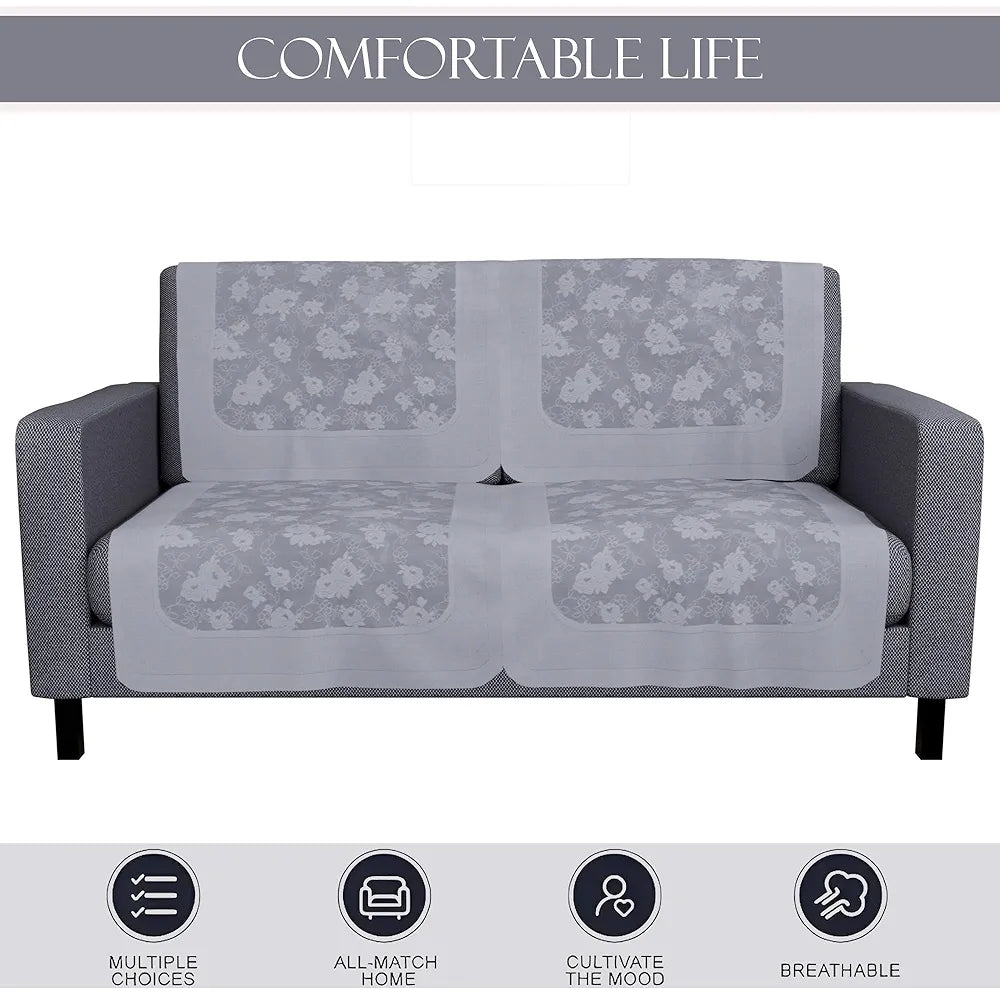 Kuber Industries Set of 4 Net Durable 2 Seater Sofa Covers for Living Room | Easy Machine Washable Sofe ke cover for Protection & Comfort for Home | Self Net Hawaii - Grey