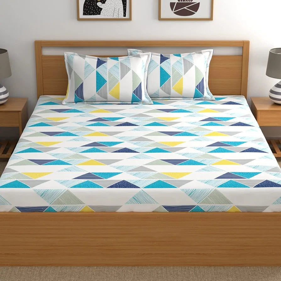 Dreamscape 100% Cotton Double Bedsheet with 2 Pillow Covers - 