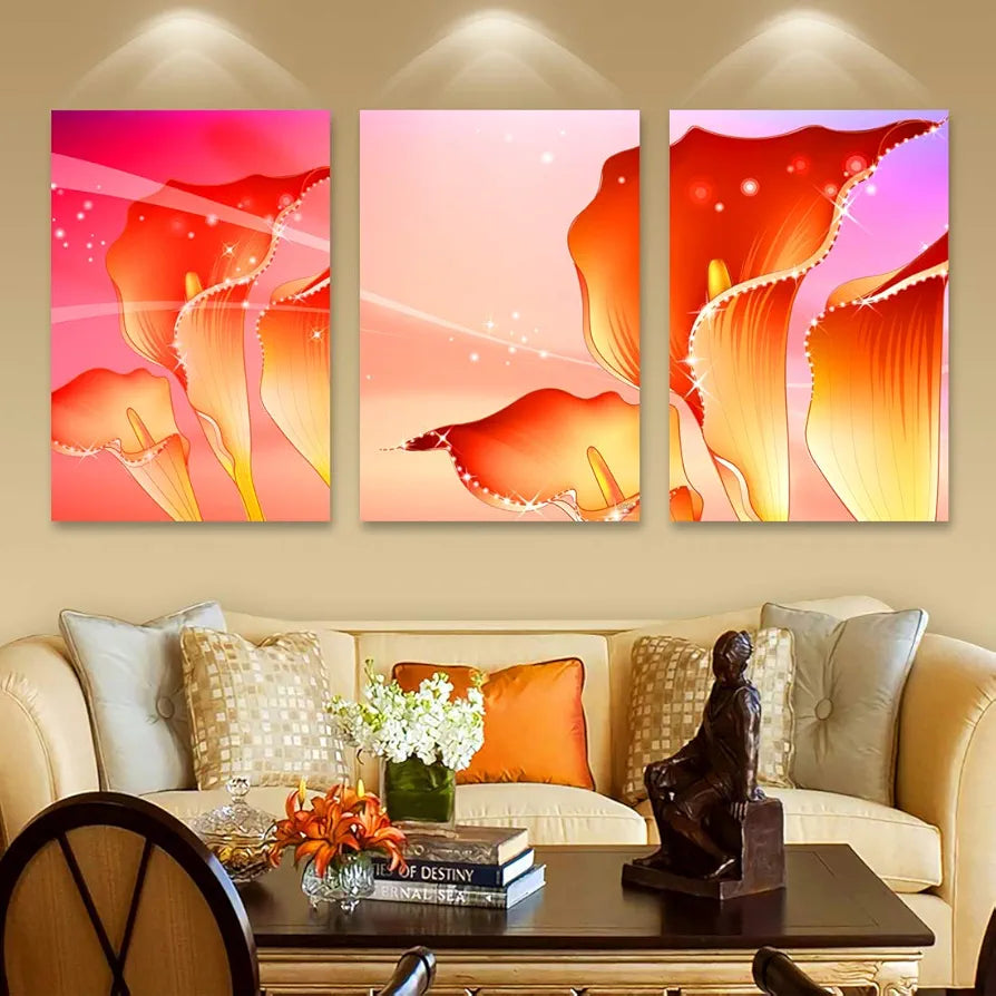 Rangoli MDF 3 Pcs Wall Poster 12x18 Inch Decorative Wall Art for Home, Office, Living Room. P-4, Design-14