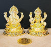 Gold Art India Kamal Laxmi Ganesh Gold Plated Off White Terracotta Idol for Home Gold Plated Coin