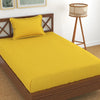 Homefab India 160 TC Stripe Glace Cotton Single BedSheet with 1 Pillow Cover Yellow