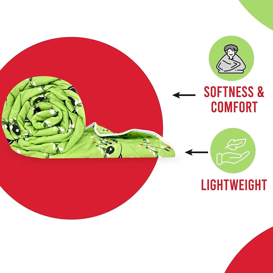 Divine Casa 120 GSM Cotton Single Bed Comforter | Soft & Lightweight Reversible All-Season Blanket | Cozy & Breathable Bedding for Adults | 230x 145 cm, Paradise Green