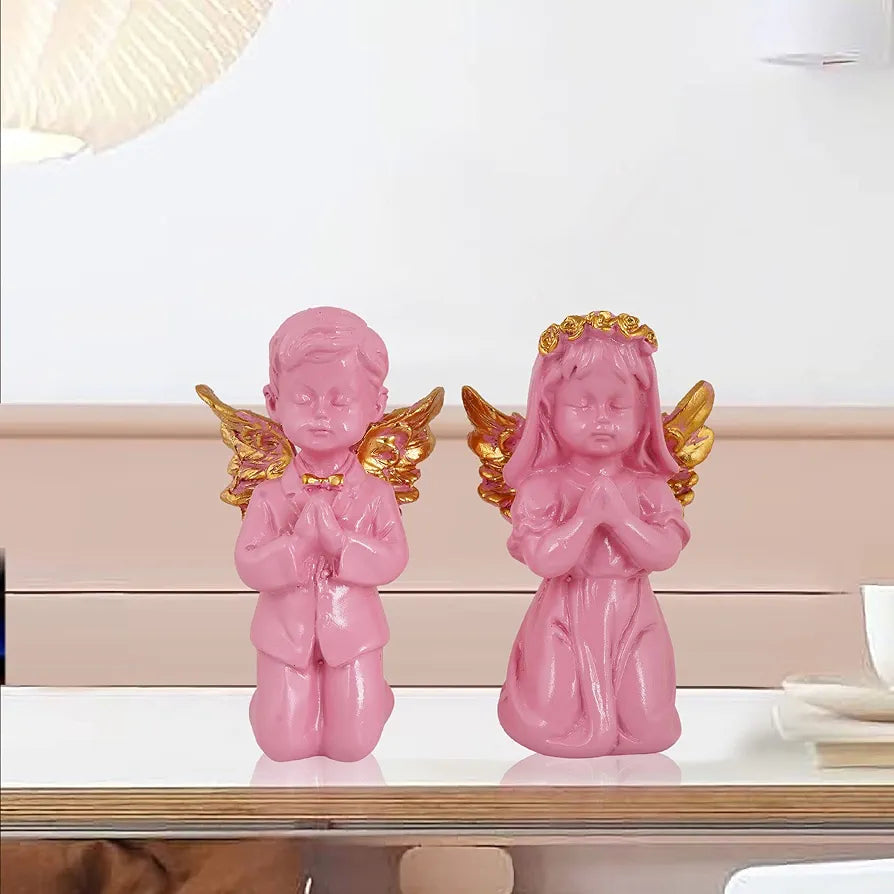 ZART Angel Girl & Wings Boy Sttaue for Home Décor Showpiece | Fairy Girl Statue for Home Décor Items 