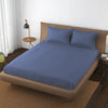 Trance Home Linen 100% Cotton 78x60 inch Queen Elastic Fitted Bedsheet 400TC Premium Queen Double Bed Size with 2 pillow covers Mediterranean  Colour Blue