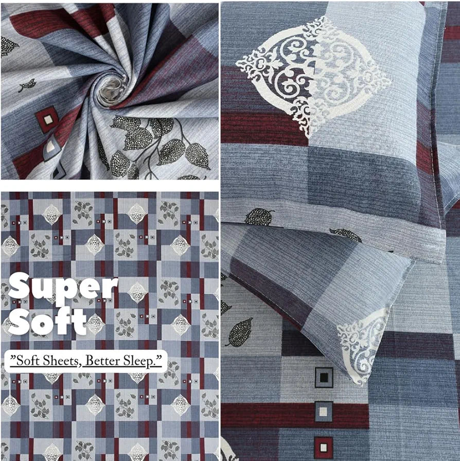 HOMEKART Ultra Super Soft 100% Pure Cotton Double Bedsheet with Two Pillow Covers for Your Bedroom | Floral & Block Printed Premium Bedsheet , 300 TC