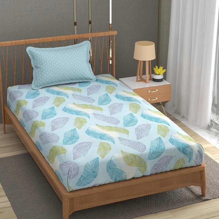 Fresh From Loom Microfiber Soft Cotton Single Size Bedsheet |200 TC Hypoallergenic Soft Bed Sheet with 1 Pillow Cover | Anti Fade Printed Bed Cover 