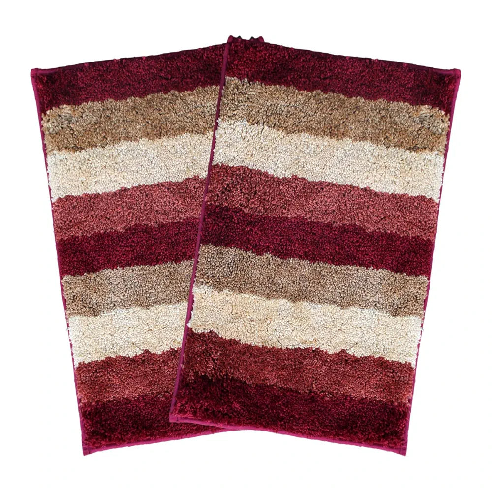 Luxe Home Jericho Doormat 2500 GSM Super Soft Microfiber, Anti-Skid Bathroom Mat & Kitchen Mats for Floor, Water-Absorbent, Quick Dry, Washable Door Mats for Home - Cherry, 40x60 cm, Pack of 2