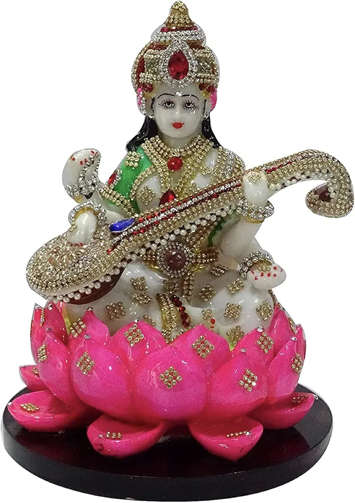 ALILA Saraswati Idol Statue Goddess Home Gift Showpiece Murti Sculpture, Hindu Goddess of Knowledge, Idol Music & Art Decor Gifts., 20 x 20 x 29 cm