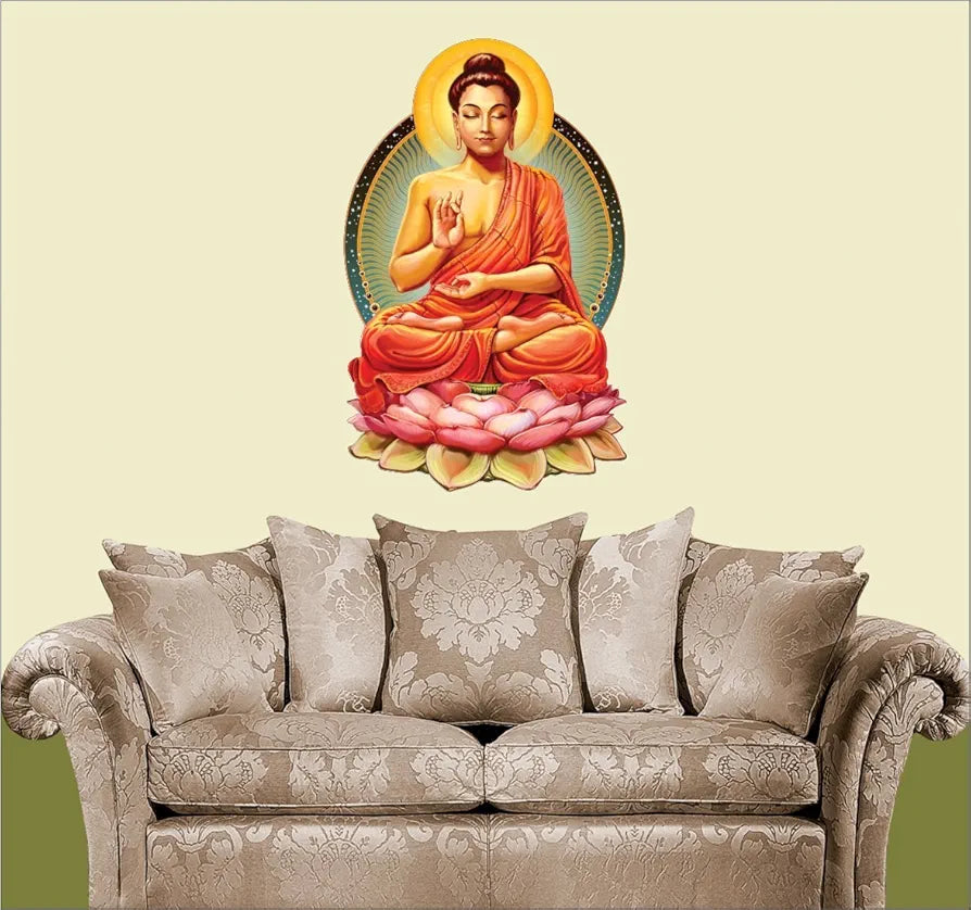 Meditating Buddha Wall Stickers for Home Living Bed Room | Multi-Colors 