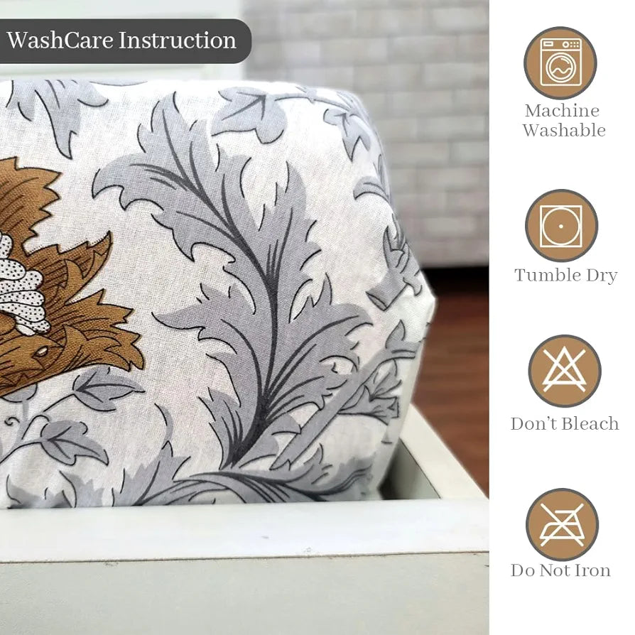 Divine Casa 144 TC Floral Print Brown Skin Friendly 100% Cotton Fitted Bedsheets King Size - 78 x 72 inches