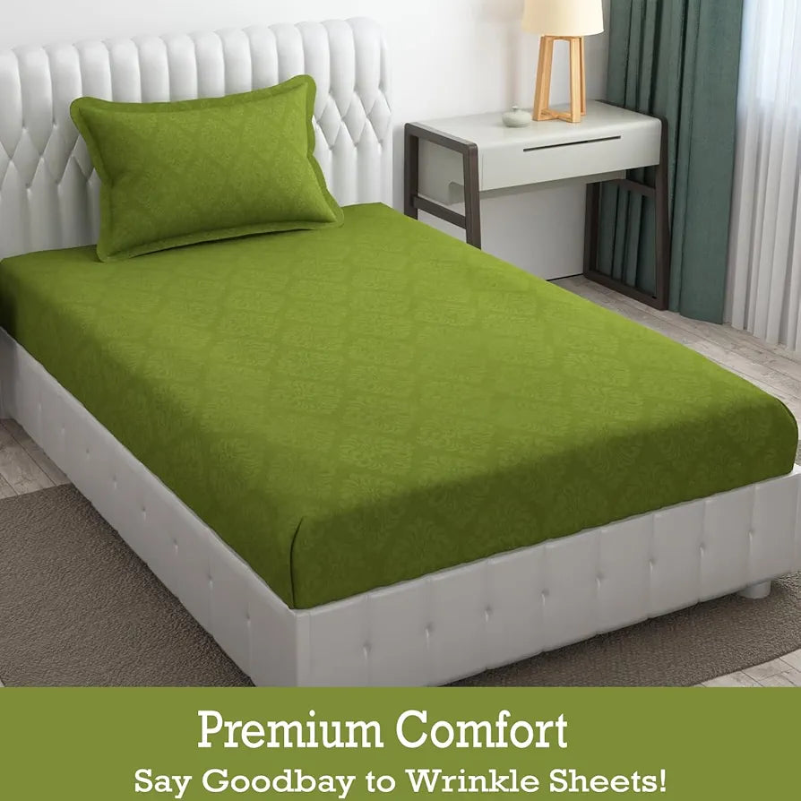Fresh From Loom Single bedsheet Microfiber Bedsheet Set - Rotary Printed, Hypoallergenic, Wrinkle Free with 1 Pillow Covers 