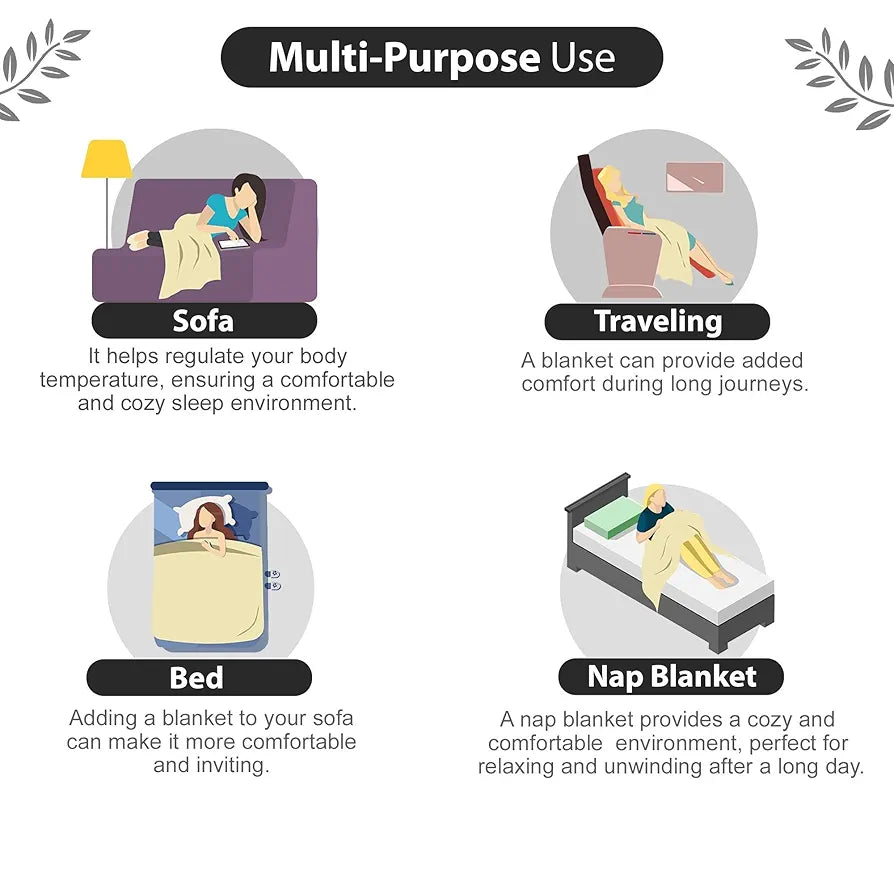 Divine Casa 120 GSM Microfiber Single Kids Dohar  | Soft & Lightweight Throw Blanket | Cozy & Breathable | All-Season Comfort | 140 x 100 CM | Moroccan Pattern | Caviar