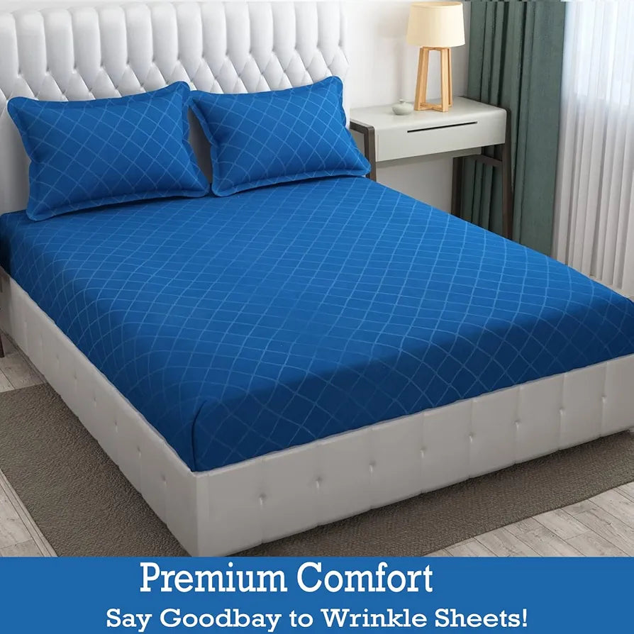 FRESH FROM LOOM Double Bedsheet King Size-Microfiber Rotary Printed, Hypoallergenic, Wrinkle Free With 2 Pillow Covers 144 TC 
