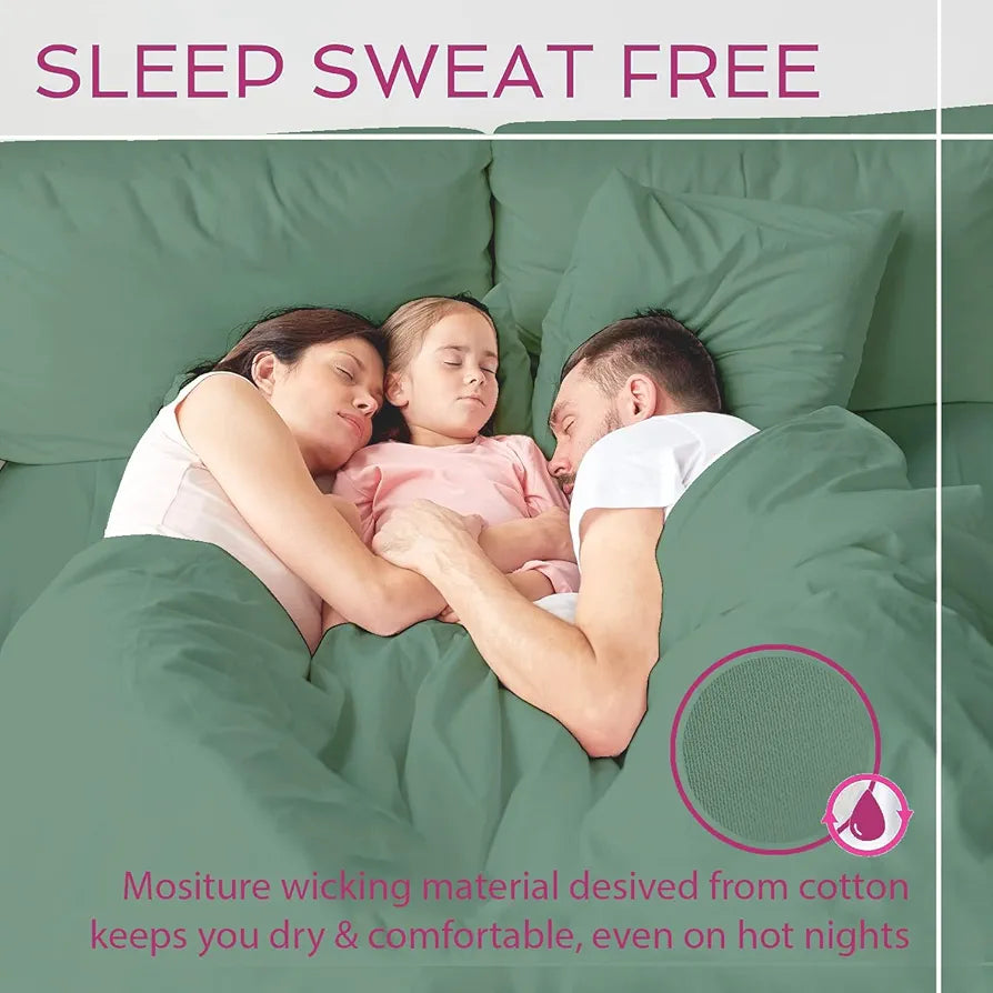 Trance Home Linen Premium 300 TC Pure 100% Cotton King Fitted Bedsheet with 2 Pillow Printed Covers 