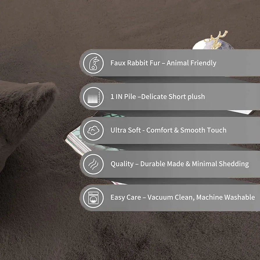 Luxe Home Ruffle Bath Mat Rabbit Fur 1000 GSM Bathroom Door Foot Mats Anti Skid Water Absorbent Easy Machine Washable Rug for Entrance | Kitchen Floor | 45 X 75 Cm | Cocoa | Pack of 1