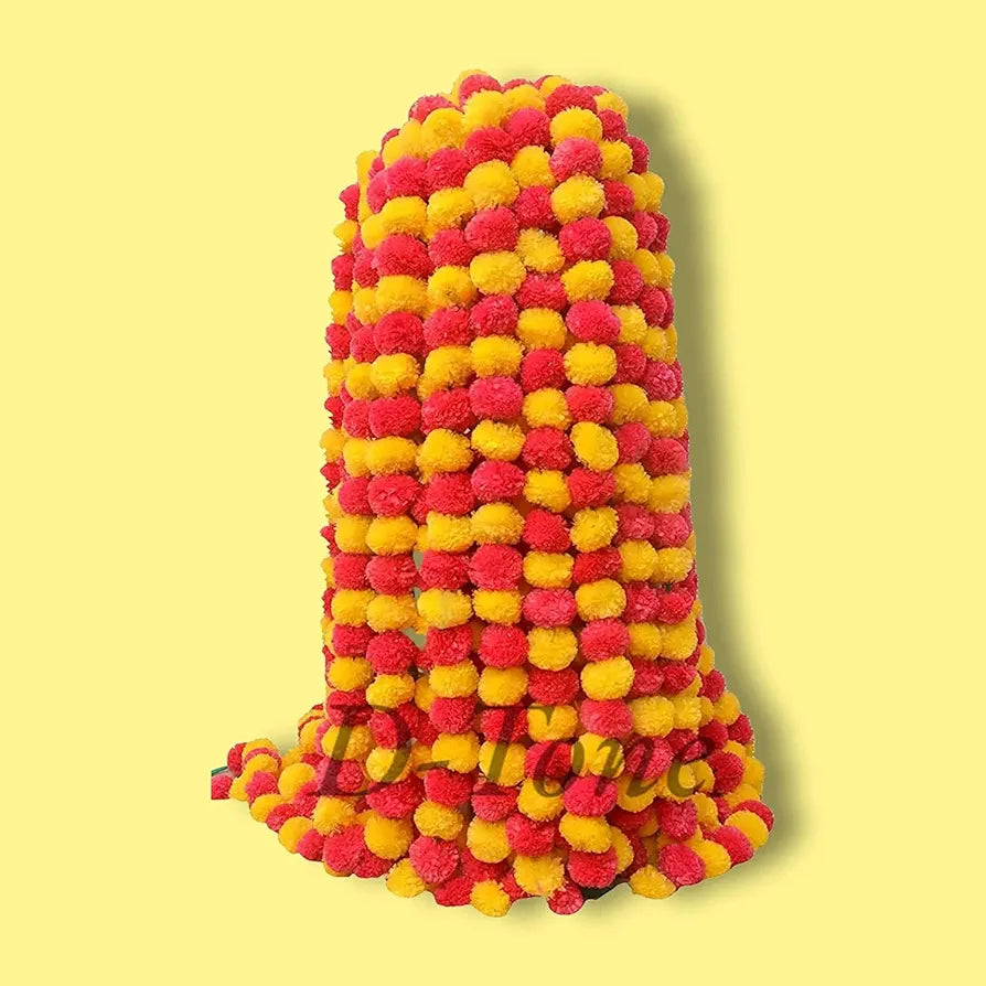 D-tone 10 Pcs Artificial Marigold Garland Mala Flower Genda Phool Long for Decoration, Home, Wedding, Festivals, Durga Pooja, Diwali, Ganesh Chaturthi , 5Pcs)