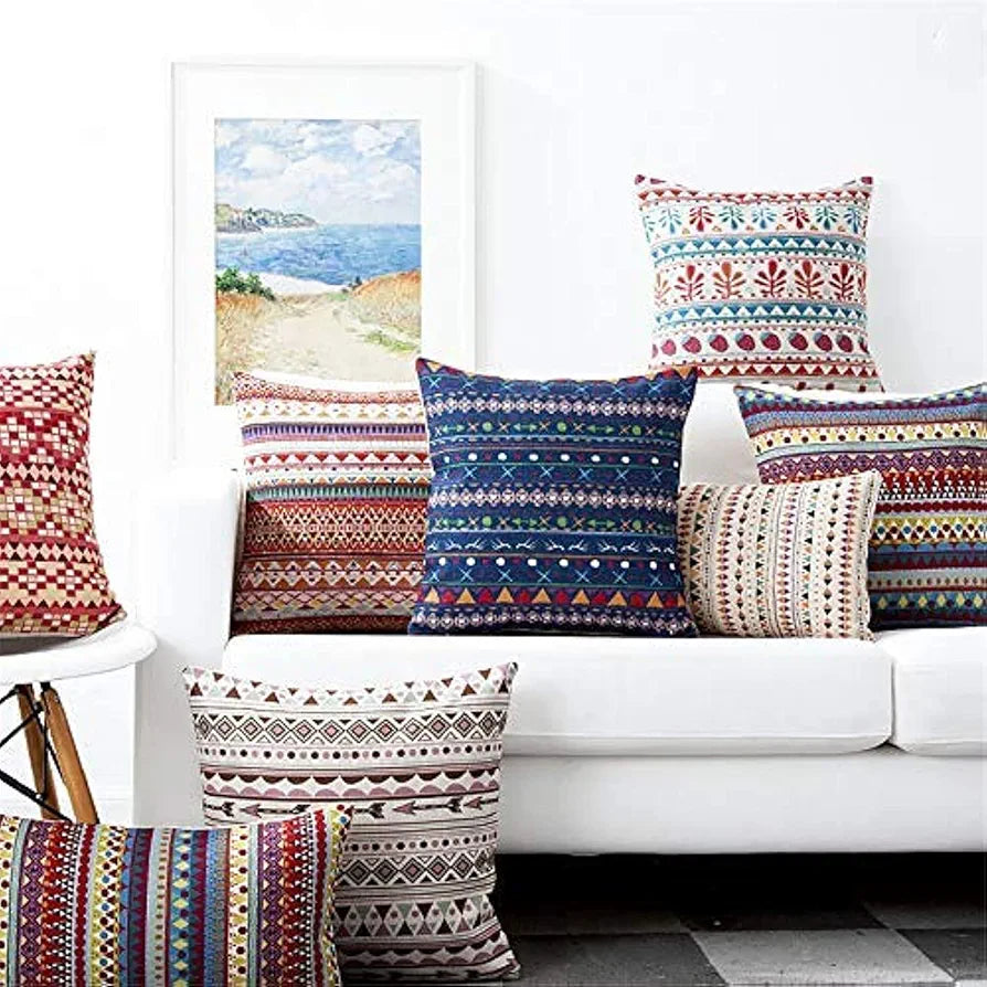 AEROHAVEN Set of 5 Designer Decorative Throw Pillow/Cushion Covers - 16 x 16 inches, Multi, Polyester, 150 tc