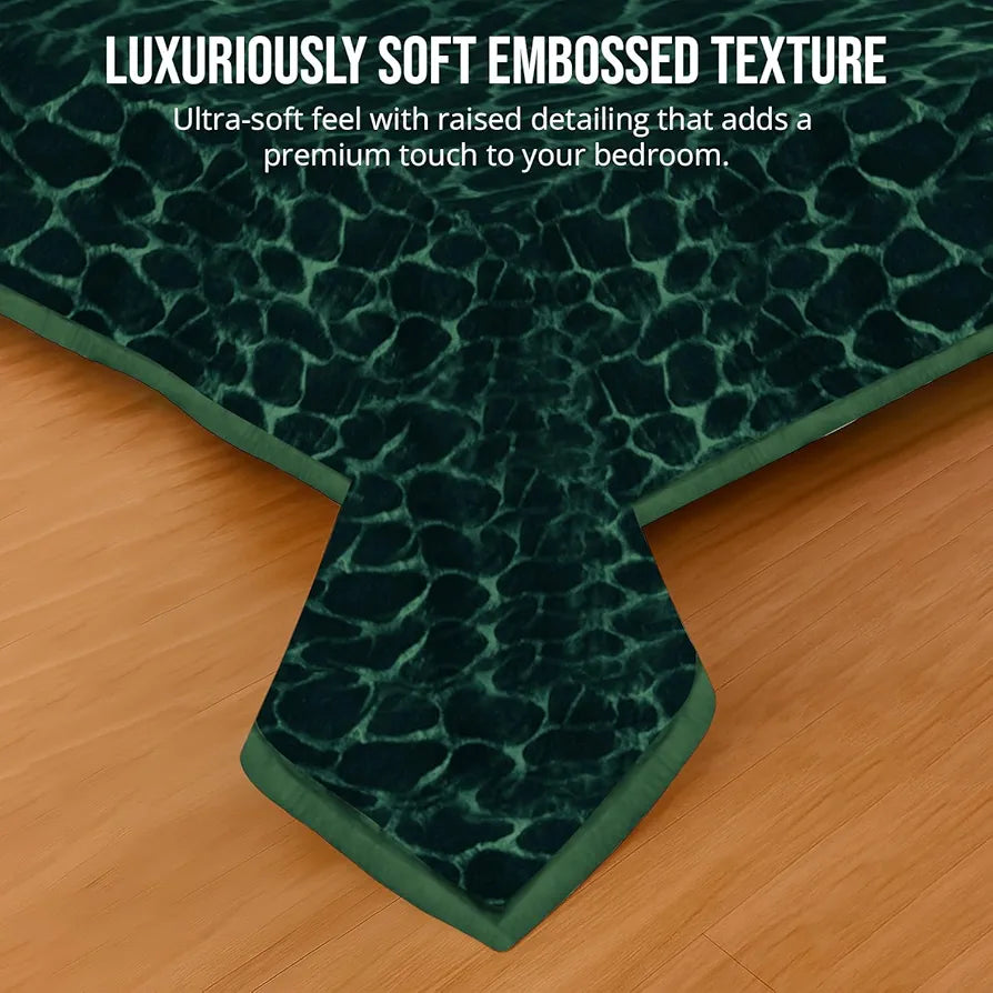 Cloth Fusion Floral Embossed Mink Blanket for Winter Double Size,Soft Kambal for Comfort & Warmth 
