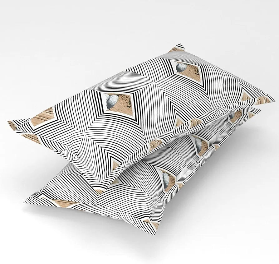 Homefab India 180 TC Microfiber Double BedSheet with 2 Pillow Covers -  - White, Black