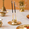 Ecraftindia Golden Brass Agarbatti Stand for Pooja | Incense Stick Holder With Ash Catcher | Agarbatti Holder | Incense Holder