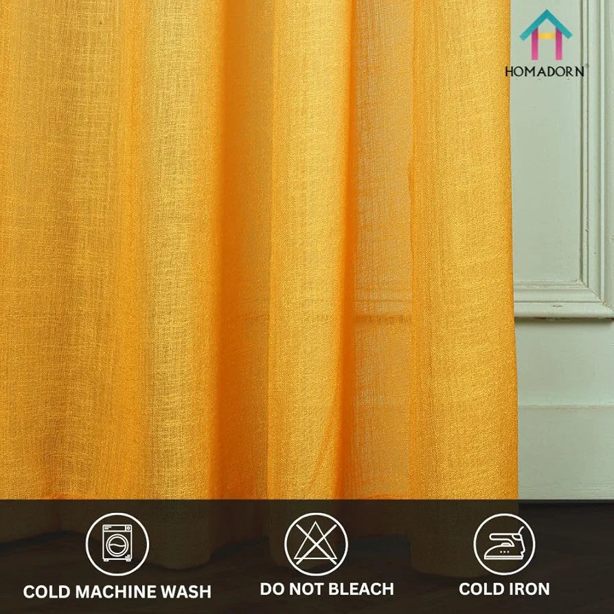 HOMADORN Ombre Printed Linen Textured Sheer Curtains for Living Room, Bedroom, Dining Room, Kitchen, Bathroom 