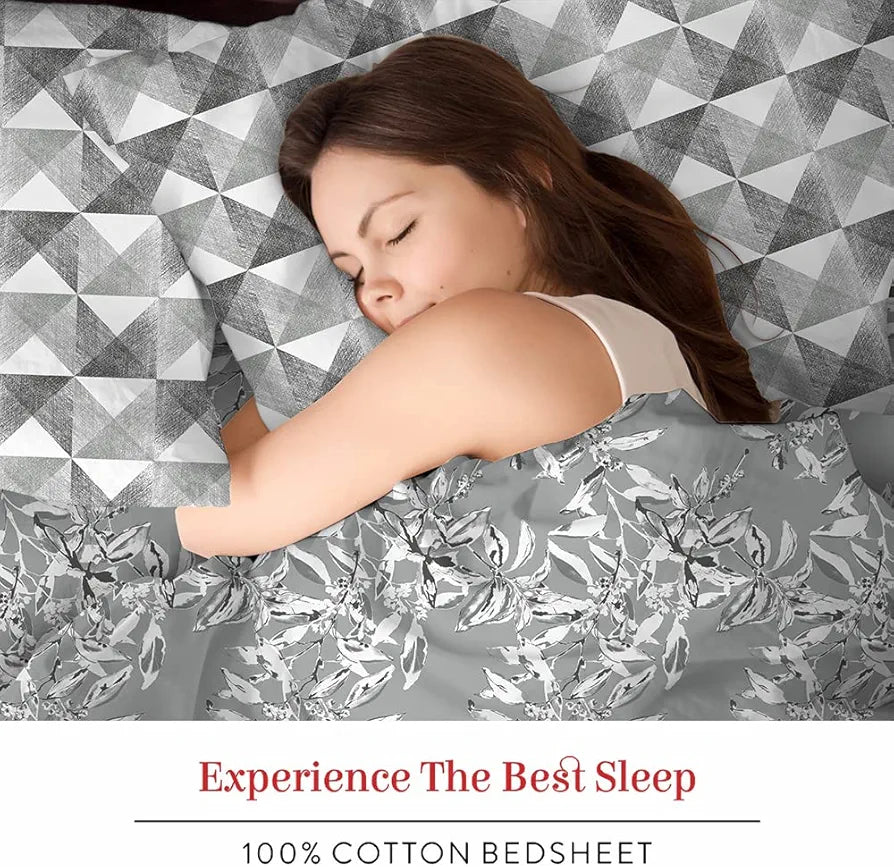 Layers Illuminating Homes Bedsheet King Size Bed Cotton, Includes 2 Pillow Cover, Light Weight, Breathable, Skin Friendly, Moisture Absorbent, All Season Comfort 