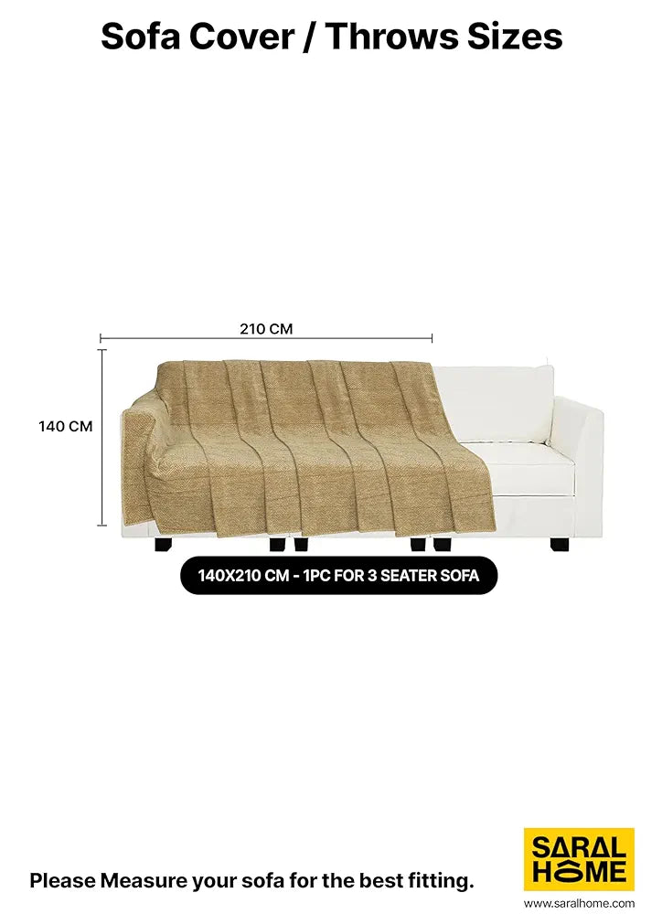 SARAL HOME EASY LIVING Chenille 3 Seater Sofa Cover Throw 