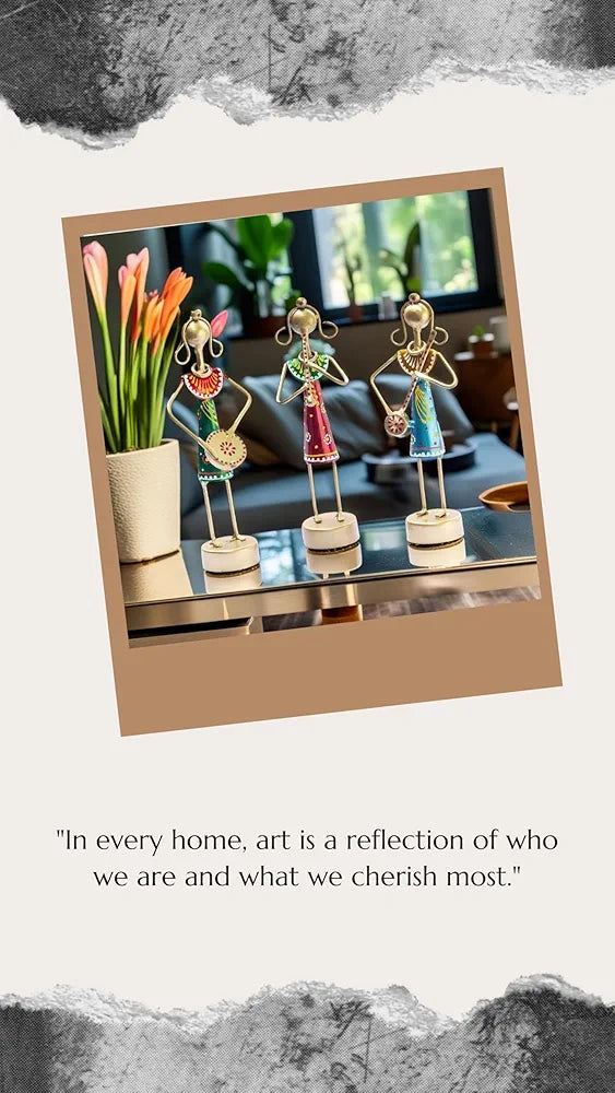 KRAFTSKALA Small Cute 7.5 inch Metal Musician Dolls for Living Room Decor, Tabletop Home Decor Showpiece Item, Housewarming Gift 
