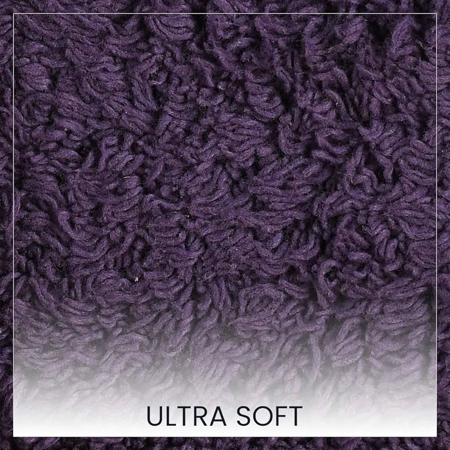 SASHAA WORLD Solid Anti-Skid Cotton Bathmat and Contour Set for Bathroom, Ultra Soft & Absorbent, Tufted Weave, Anti-Slip Latex Backing, Includes Contour & Rectangle Mat, 50X80cm, Purple Pack of 2
