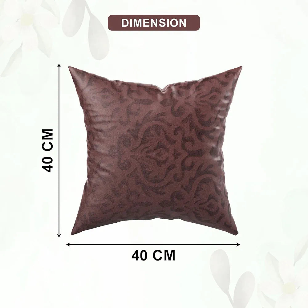 Kuber Industries Set of 5  Washable & Removable Velvet Sofa Pillow Covers with Zip | Soft Sofa Cushion Covers for Home & Bedroom Interiors | Floral Design - Brown