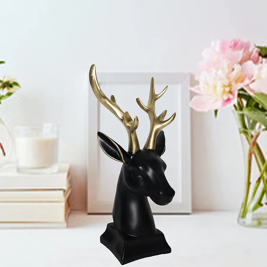 JAIPUR ACE Swamp Deer Statue Sculptures Bara Singha Showpieces Creative Abstract Design Art Figurine for Home Living Room Decorative Display  Resin, Silver and Golden
