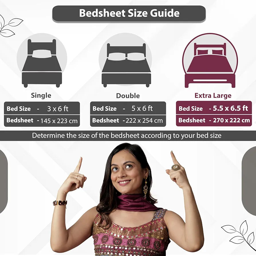Divine Casa 144 TC 100% Cotton Bedsheet King Size Bed, King Size Bedsheet with 2 Pillow Covers 
