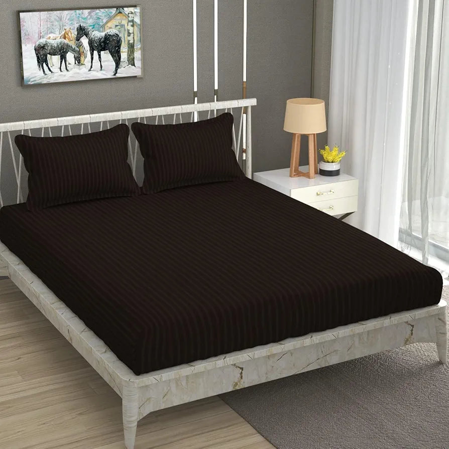 FRESH FROM LOOM Microfiber Wrinkle Resistant | Soft Skin Safe | Breathable Queen Size Flat Solid Bedsheets | Hotel & Home | Double Bedsheet Set with 2 Pillow Covers , 144 TC