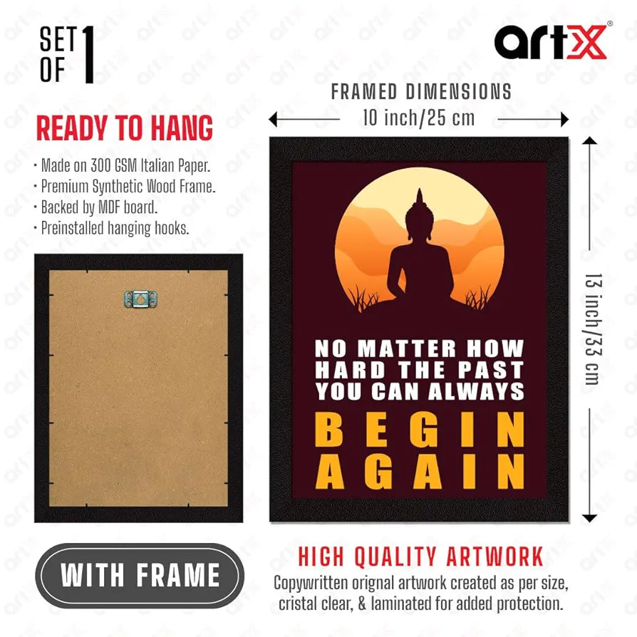 ArtX Paper Inspirational Quote Wall Art Painting, Multicolor, Motivational, 10X13 in, Set of 1