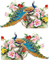 Rangoli New Modern Art Two Aesthetic Beautiful Peacocks Large Wall Sticker Size-50cm*70cm, PVC