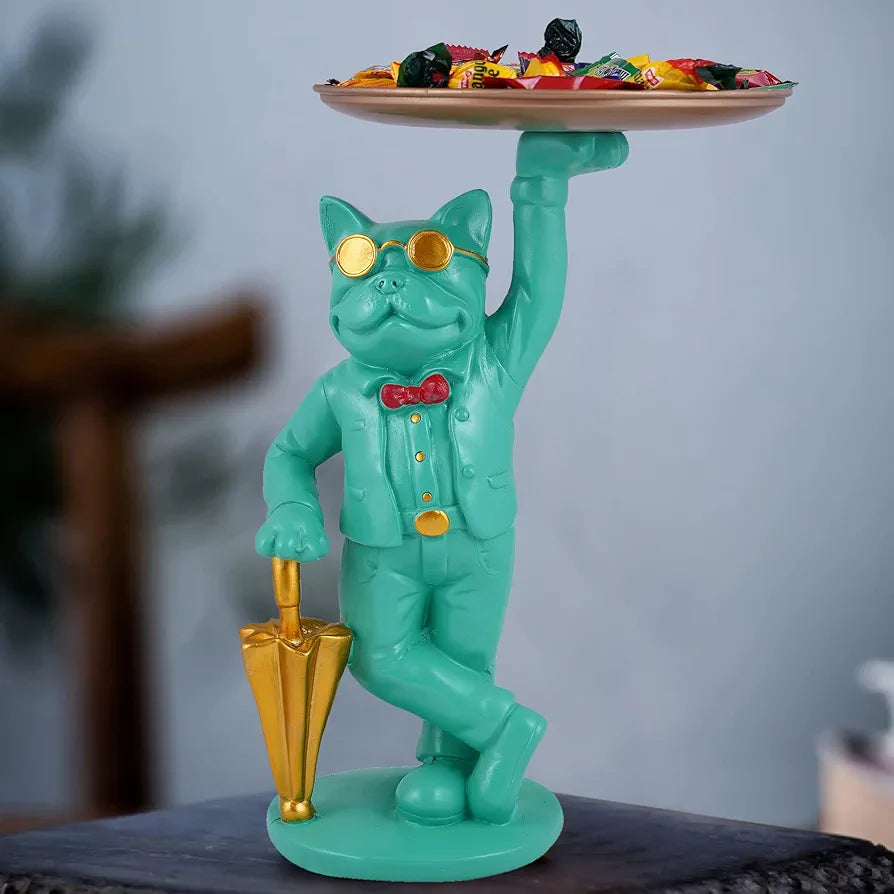 ZART Bulldog Standing Tray Showpiece Home Decor Showpiece, Living Room Decor Showpiece,Kitchen, Office, Gifts Item, Table Decoration .