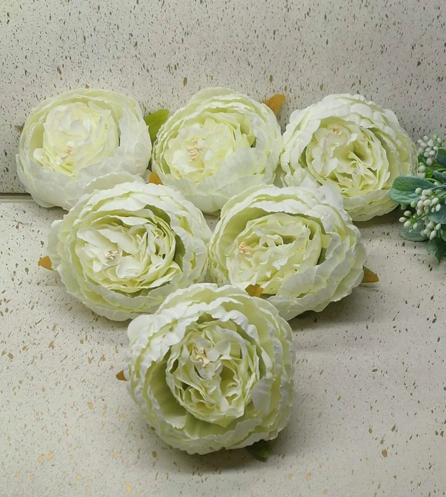 SATYAM KRAFT 6 Pcs Artificial Fabric Rose Flower Heads | Handmade Peony Style Flowers for DIY Crafting, Gift Packing, Bouquet Making, Wedding, Home & Event Decoration 