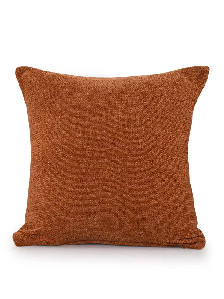 SASHAA WORLD Rust Chenille Cushion Cover | Decorative Pillow Case | Soft & Durable, Elegant Plain Weave Design | Ideal for Living Room, Bedroom & Home Décor | 45X45 Cm