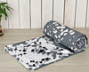 Trance Home Linen Pure Malmal Cotton Multipurpose Baby Dohar 3-Layered Baby Swaddle Blanket Colour Grey White Abstract Leaves