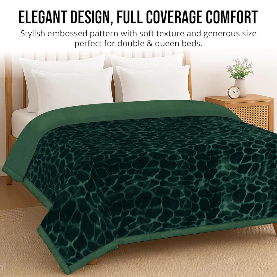 Cloth Fusion Floral Embossed Mink Blanket for Winter Double Size,Soft Kambal for Comfort & Warmth 