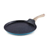 Salford by Ucook Forged Non-stick Tawa With Soft Touch Wooden Handle, Induction & Gas Ready | Black Spatter Dusty Blue | 280mm