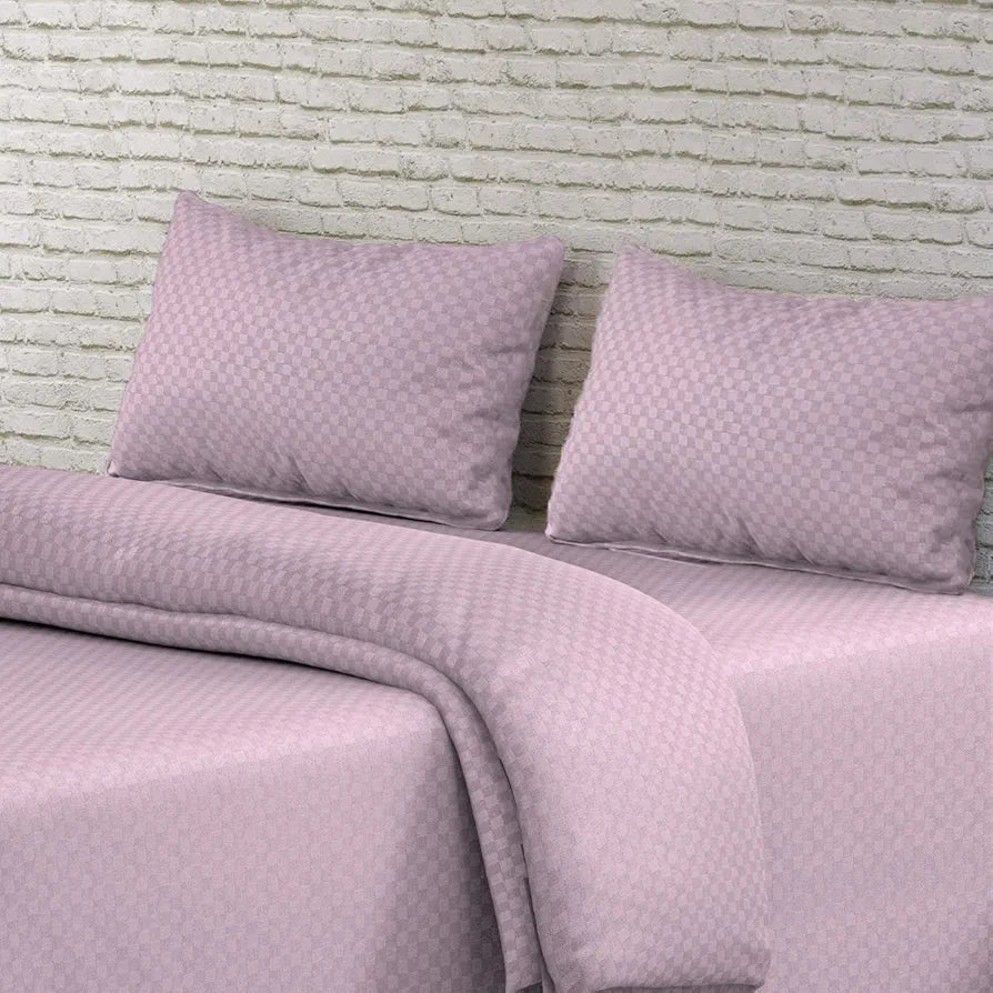 Trance Home Linen Premium 100% Cotton Jacquard Weave Fitted Bedsheet for Single Bed with 1 Pillow Cover - Skin Friendly 300TC 