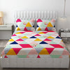 Fresh From Loom Soft Glace Cotton Fitted Bedsheet King Size Bed With Two Pillow Cover Elastic Fitted 144 TC Trangle Multi