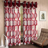Cortina 2 Piece Abstract Design Panel Eyelet Polyester Door Curtains | 7 Feet | Maroon